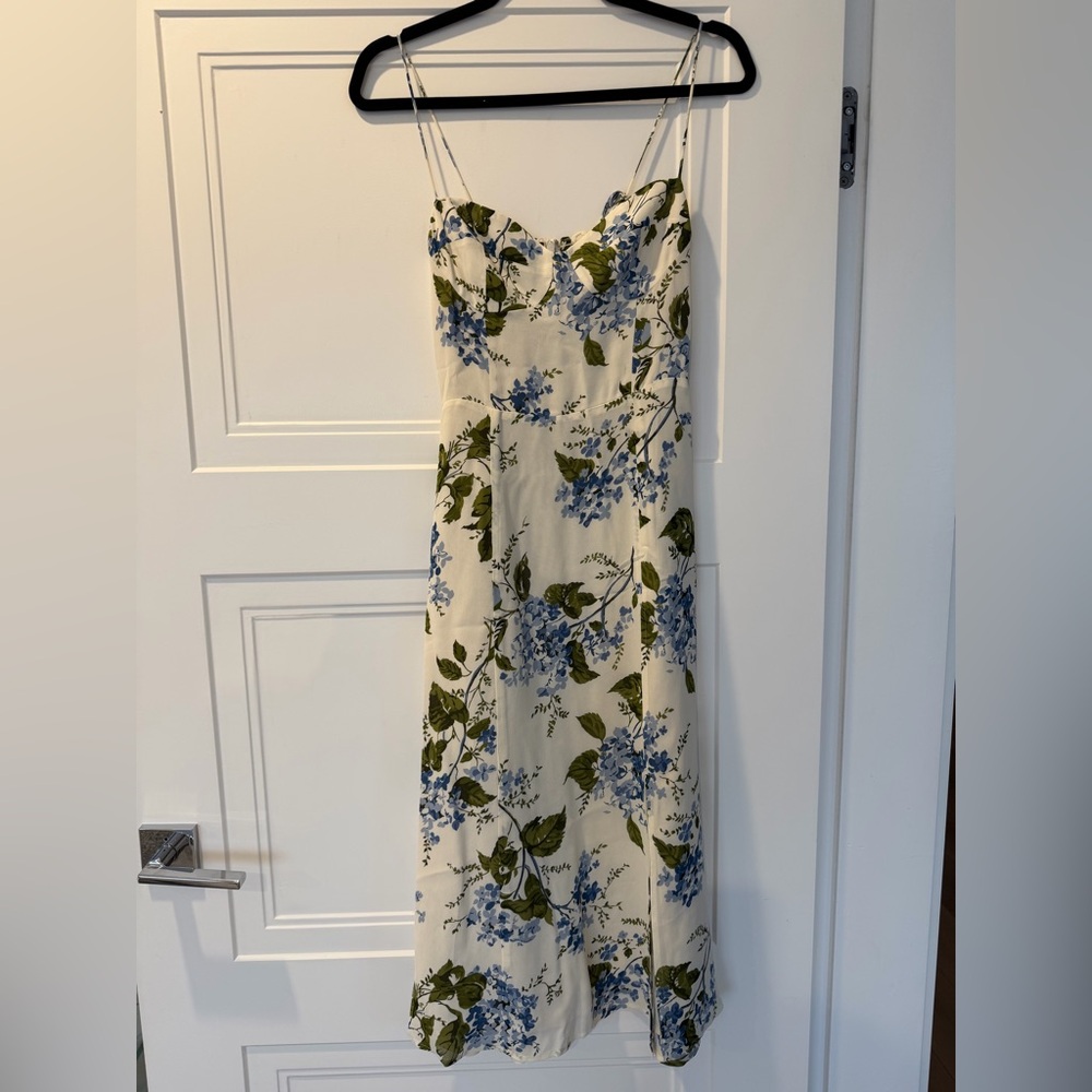 Reformation Juliette Midi (Blue and Green Floral) Maxi Dress, Size 2 - Picture 4 of 7